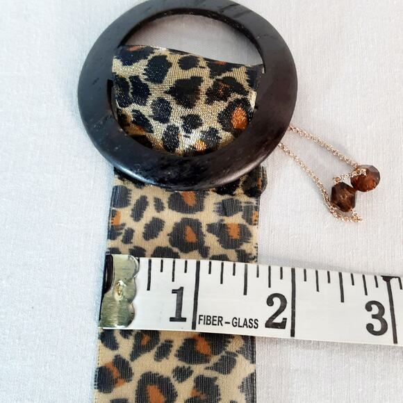 Handmade Sheer Leopard Print Ribbon Belt Coconut Buckle Chain Bead Embellishment - Picture 10 of 10
